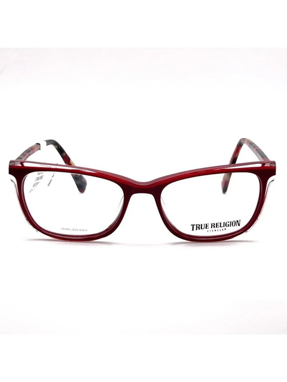 True Religion TRU T037 Eyeglass Frames Full Square Red Black Marble 53-17-140